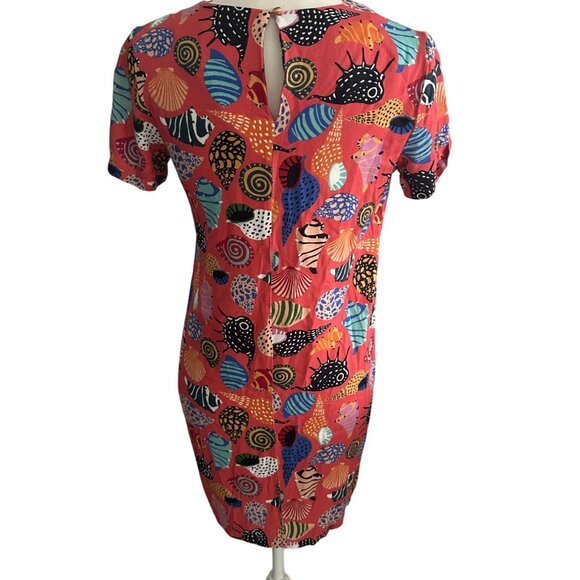 COREY LYNN CALTER Coral Seashell Print Short Sleeve Dress Size Small - Picture 3 of 7